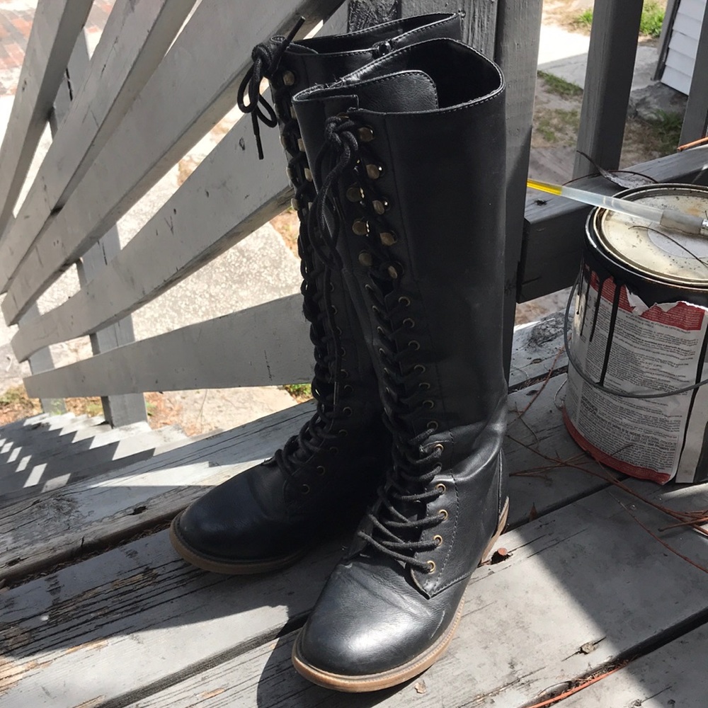 Black high zip up combat boots